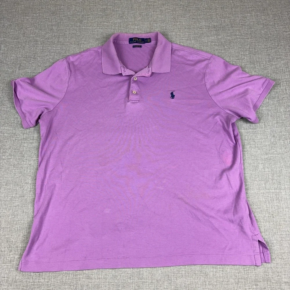 Polo Ralph Lauren Polo Shirt Mens L Purple Cotton Classic Short Sleeve Logo